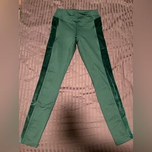 SOLD PINK Victoria's Secret Green Leggings With Velour Stripes and Pockets